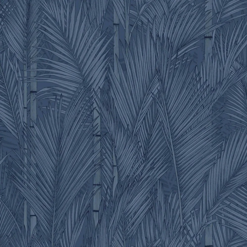 RoomMates Swaying Fronds Peel and Stick Wallpaper Navy: Removable Vinyl